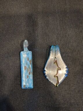 Blue Art Glass Pendant Lot - Abstract Art Glass Charms